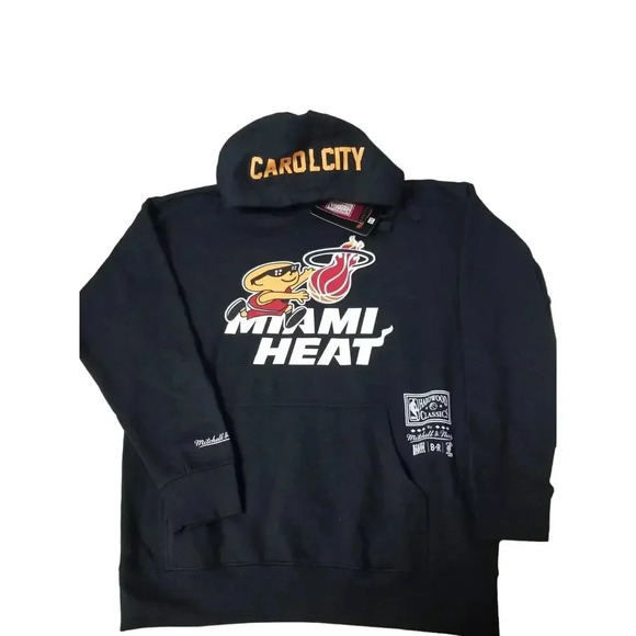 NWT NBA Hardwood Classic Mitchell & Ness Denzel Curry x Miami Heat Hoodie XL - Picture 2 of 6